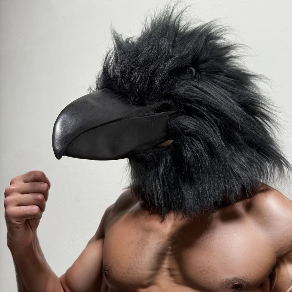 Masque d'oiseau drôle pour adultes, corbeau en Latex noir, bec d'horreur, accessoire de Cosplay pour mascarade d'halloween, accessoire de Costume Joker corbeau