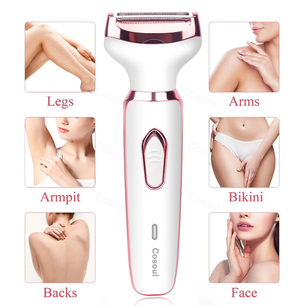 Rasoir électrique pour femme, pour le visage, les aisselles, le bikini, les jambes, le rasoir portable indolore 4 en 1 rechargeable sans fil pour le corps