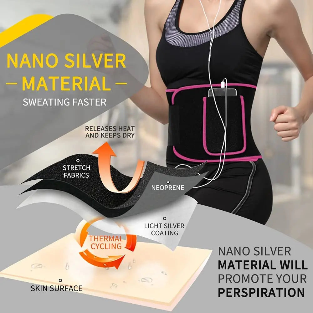 Silver Ions Slimming Belt for Men and Women, Sports, Running 