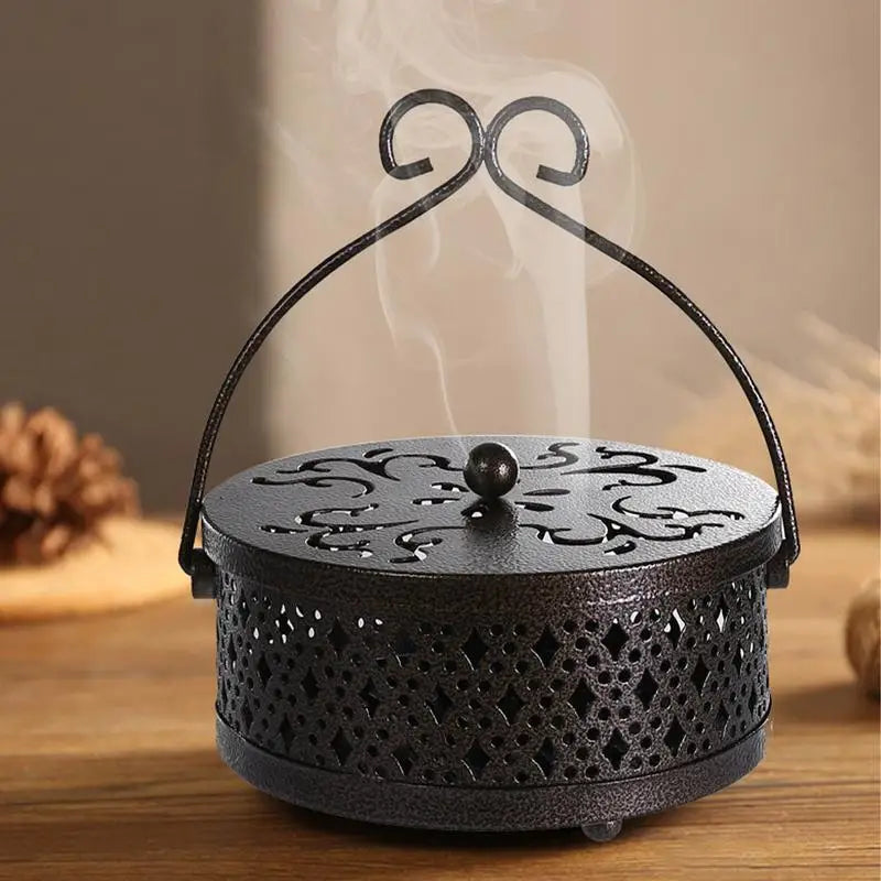 Portable Hollow Metal Incense Burner Coil Holder Insect Repellent Outdoor Use Deck Camping Supplies 