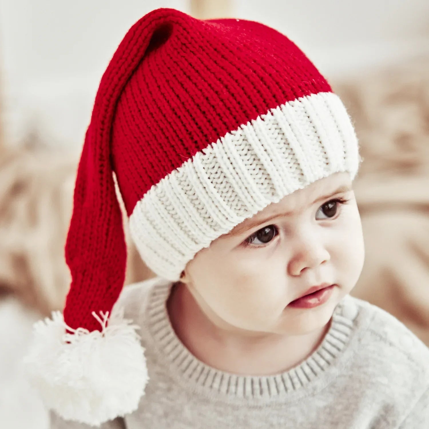 Bonnet de Père Noël à pompons pour enfants et adultes