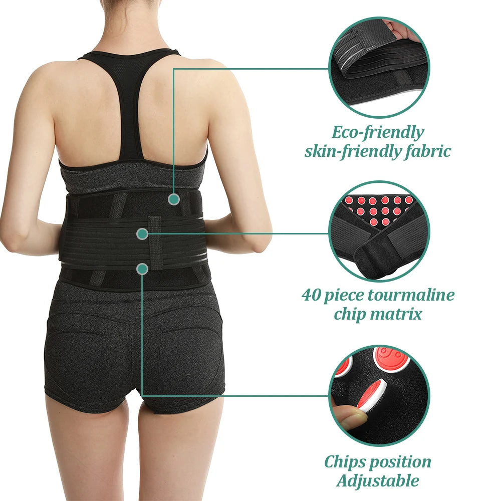 Self-heating tourmaline belt magnetic therapy waist support infrared acupuncture back brace