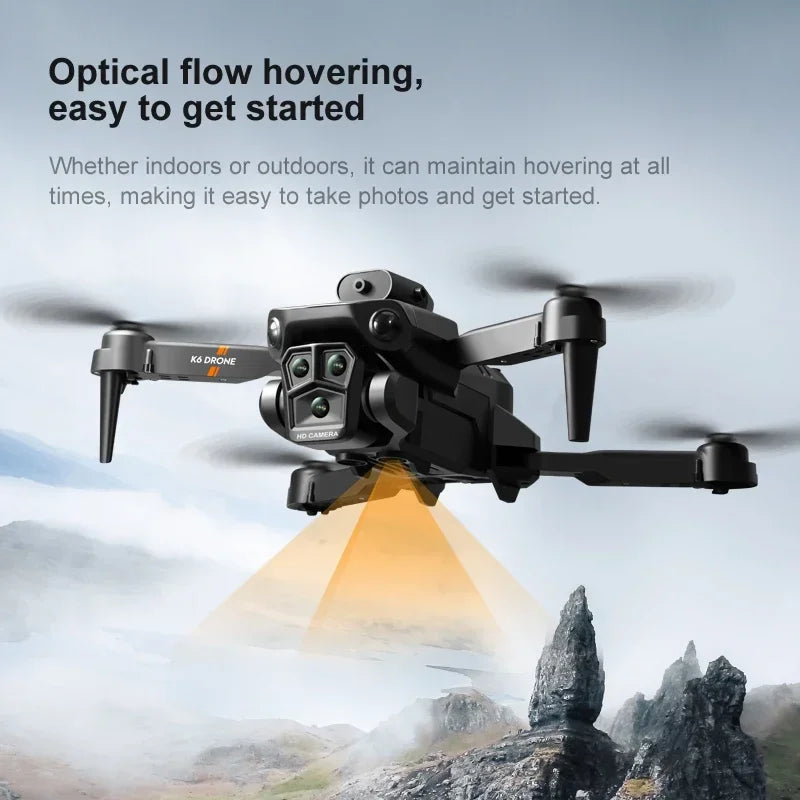 Drone SJY K6 Max WiFi avec 3 Caméras HD, Grand Angle, Flux Optique, Évitement d’Obstacles, 4 Canaux, Quadricoptère