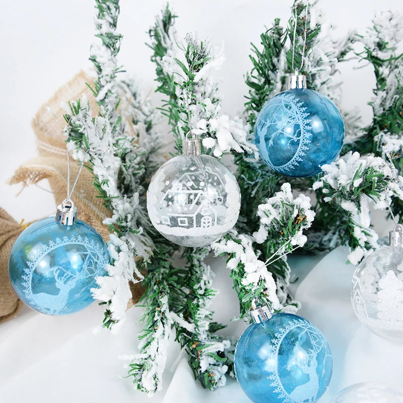 Christmas Balls, Blue Transparent Christmas Tree Ornaments, Plastic Christmas Ball, Decoration, 6pcs, 6cm 