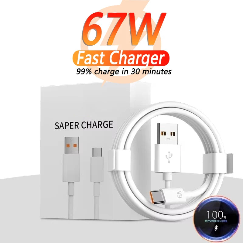 Câble de charge adaptateur secteur USB Super Rapide 67 W Xiaomi avec câble USB-C 6A – Charge haute performance