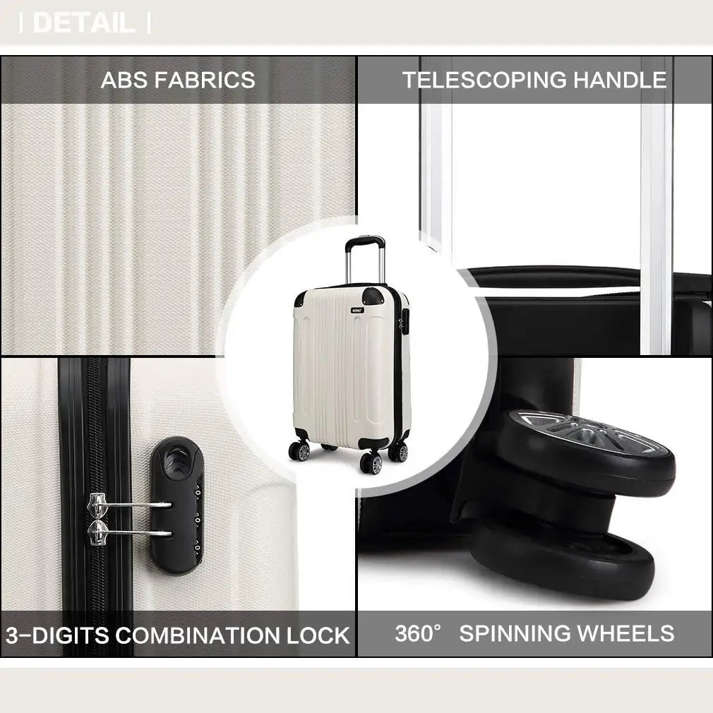 Valise trolley légère et rigide avec 4 roues jumelles KONO – Matériau ABS