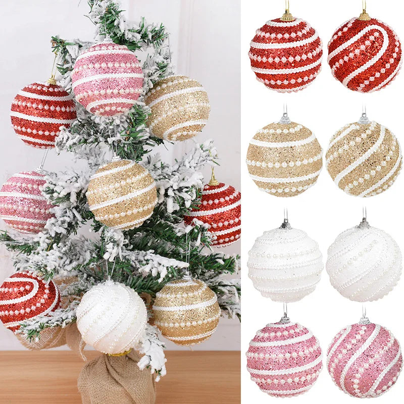 Christmas Balls, Glitter Christmas Decoration, Christmas Tree, Home Decor, Christmas Party, 8cm, 2pcs, 4pcs