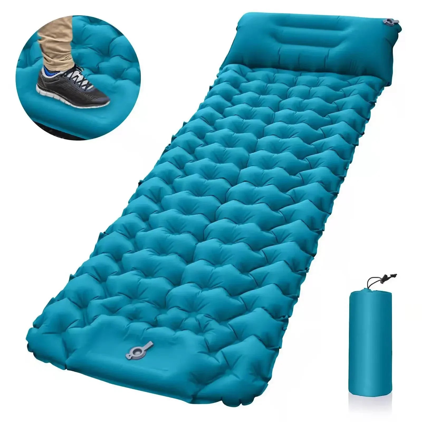 Ultralight Inflatable Mattress with Pillows for Camping, Polymer Travel Air Mattress, Air Cushion, Hiking, Trekking 