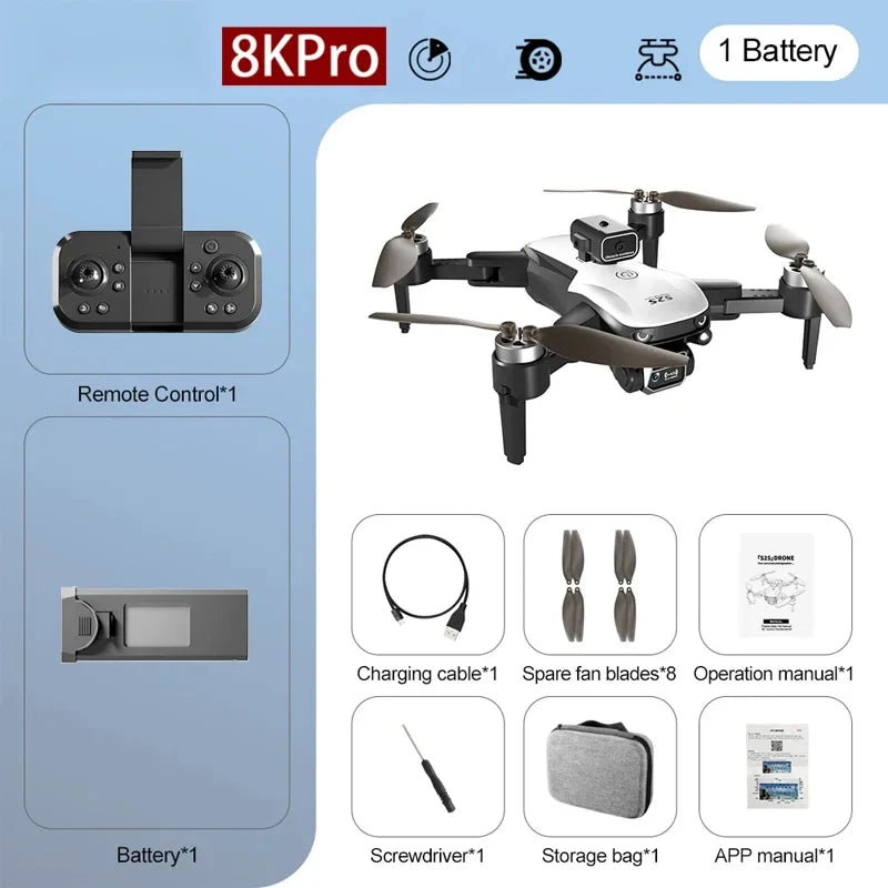 Drone S2S 8K 5G – GPS HD, double caméra, photographie aérienne professionnelle, évitement omnidirectionnel, moteur sans balais