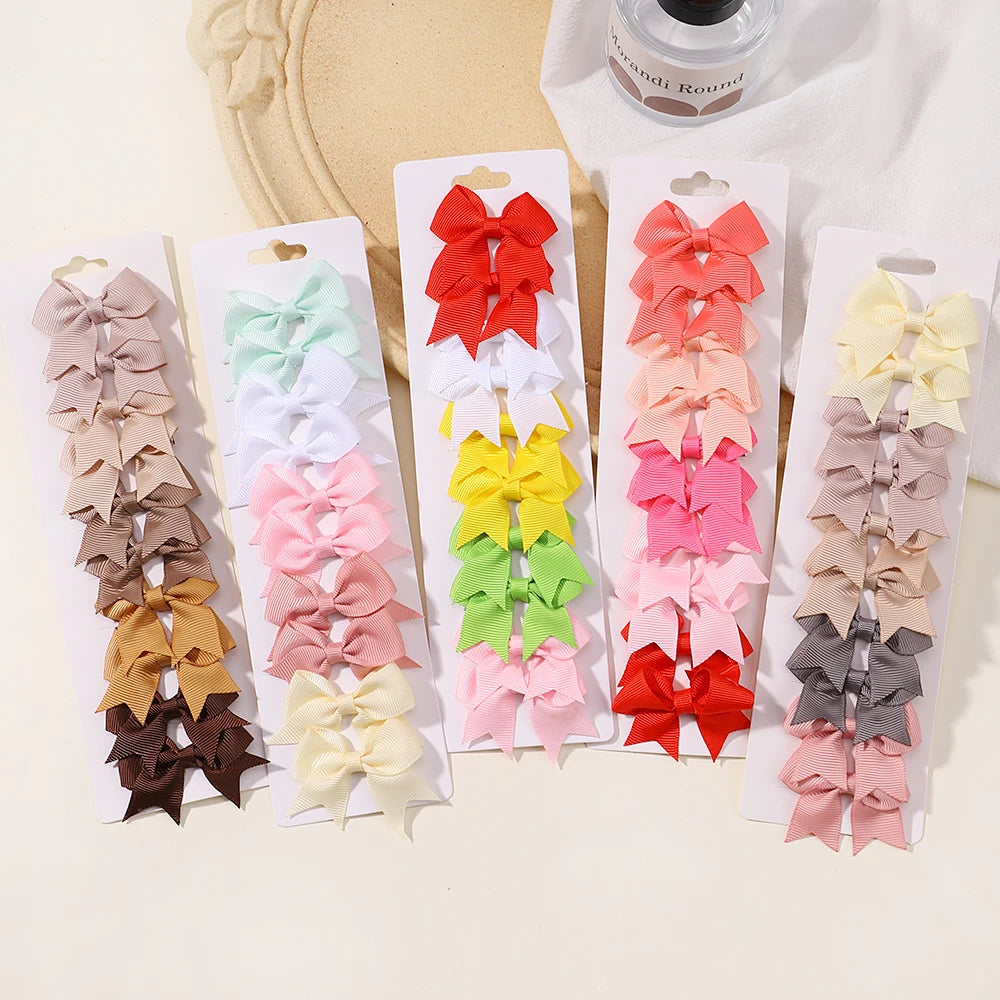 Pinces à cheveux nœud papillon faites à la main pour bébés filles, nœuds de bébé, épingle à cheveux ruban solide, barrettes, accessoires pour cheveux pour enfants, lot de 10 pièces