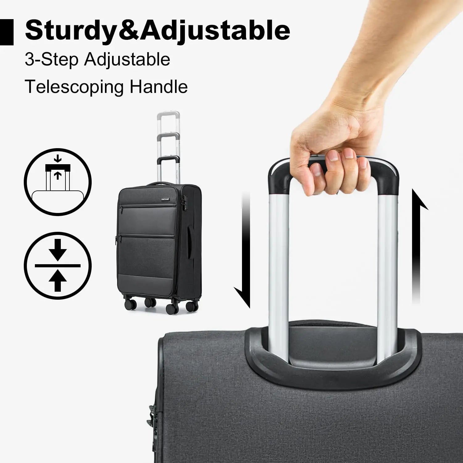 Valise Cargo British Traveller, bagage à main souple, serrure TSA et 4 roulettes