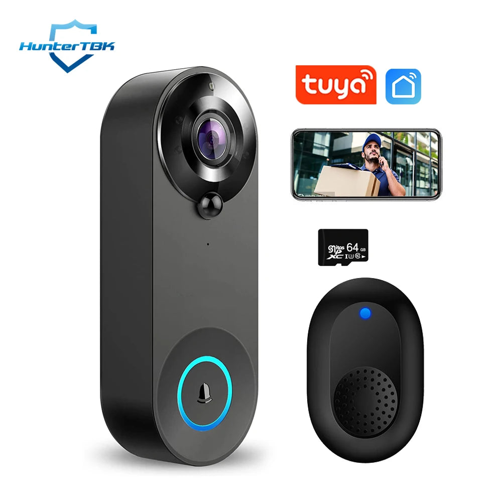 Wireless Doorbell with Camera Tuya Smart Home Video Intercom Security Protection PIR Motion Detection Wi-Fi 1080P