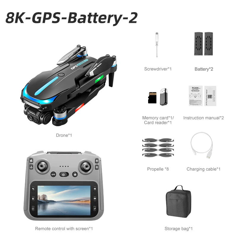 Drone Original RG806 MAX GPS 5G WIFI FPV 8K HD caméra professionnelle UAV évitement d'obstacles sans brosse pliant quadrirotor drone jouets