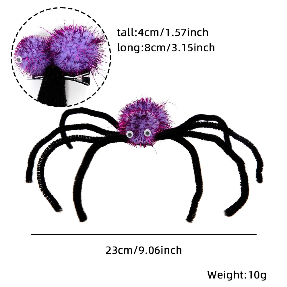Araignée Peluche Cartoon 23 cm – Décoration Halloween &amp; Fête – Noir / Violet