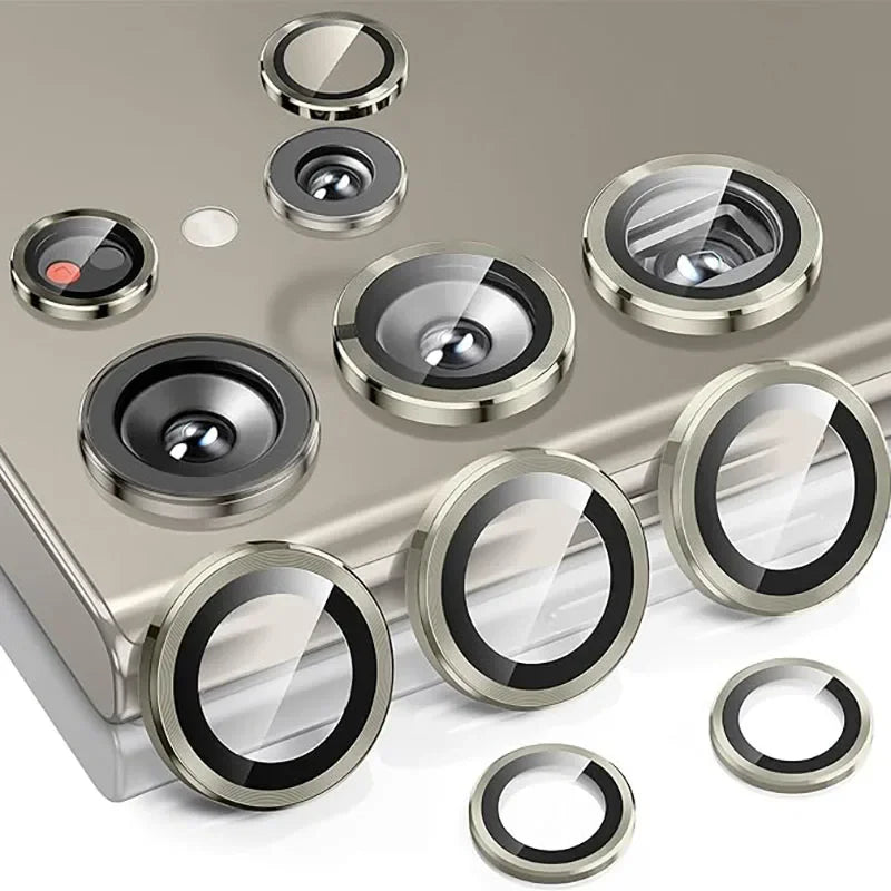 Anneau d’objectif en métal + verre de protection pour Samsung Galaxy – Style diamant