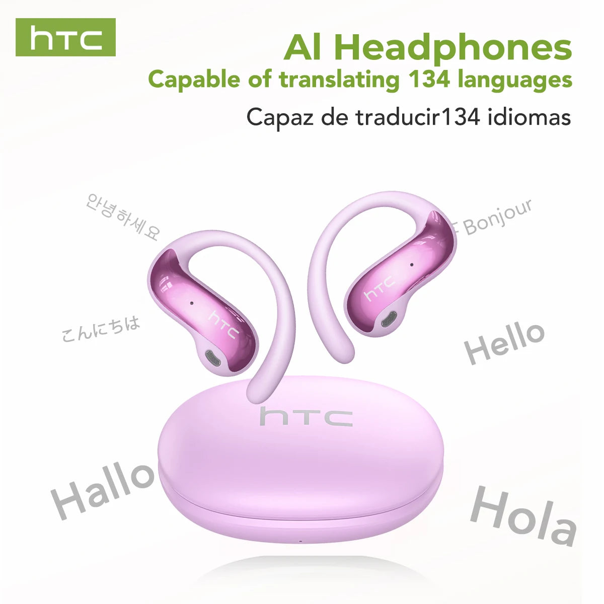 Écouteurs Bluetooth HTC NE19 AI OWS Casque de sport sans fil avec micro Basses puissantes Traducteur AI Écouteurs étanches Longue durée