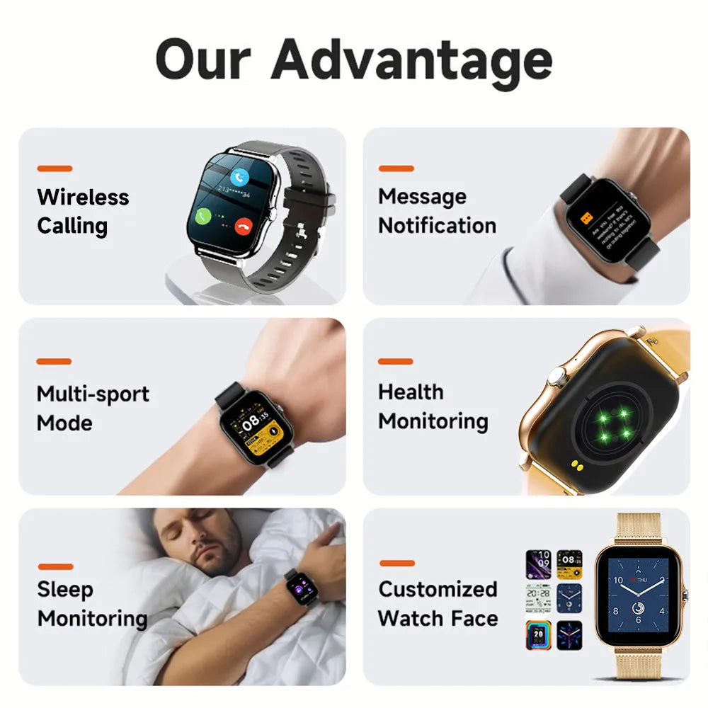 Smartwatch, Touch Smart Watch for Android Phone, Custom Dial, Bluetooth Call, 1.44 for Xiaomi