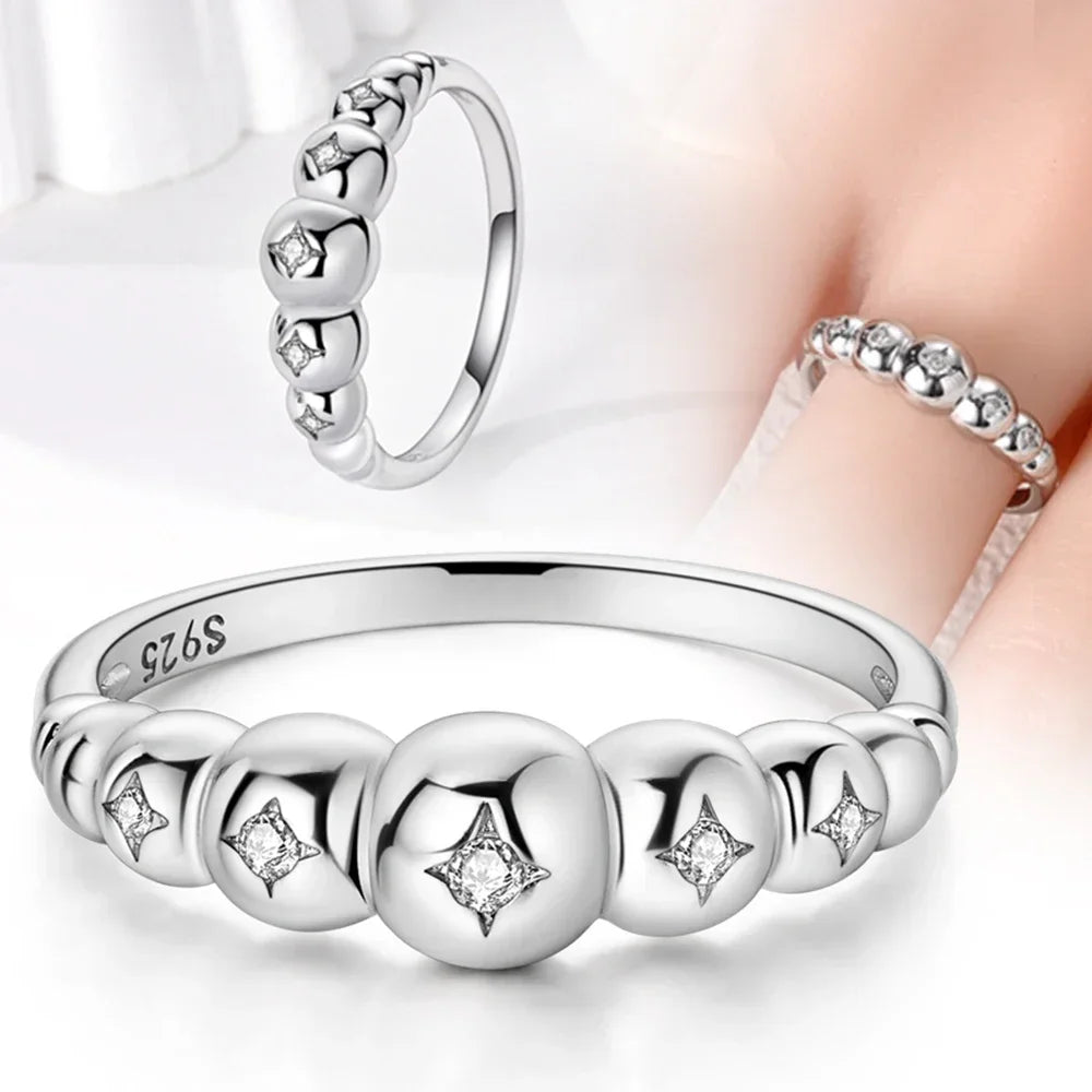 Colorful Zircon Sun Moon Star Stackable Rings for Women.