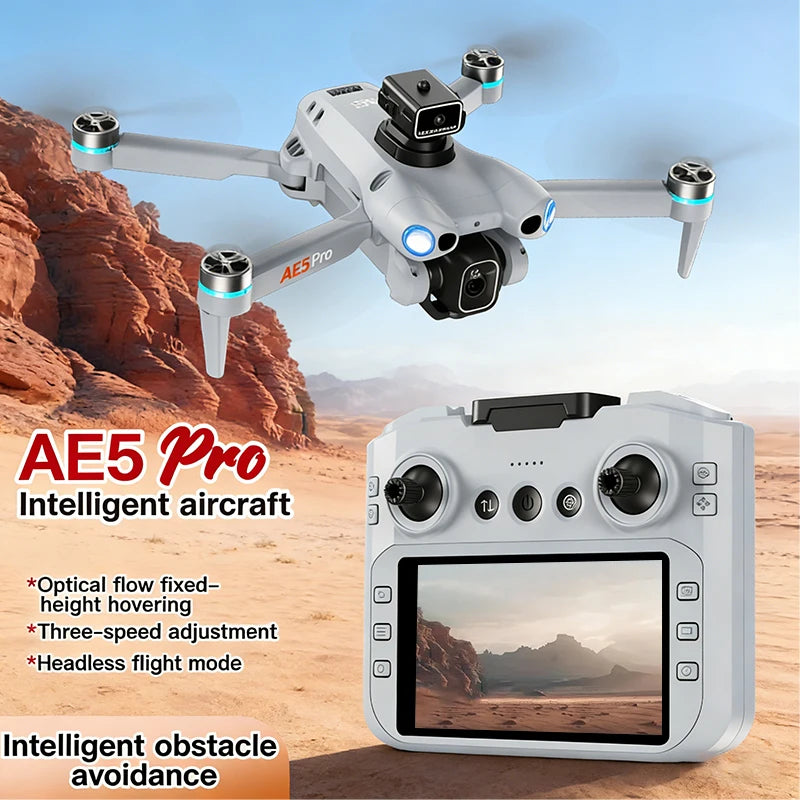 AE5 Drone 4K HD 8K – Double caméra 360°, moteur sans balais, écran pliable