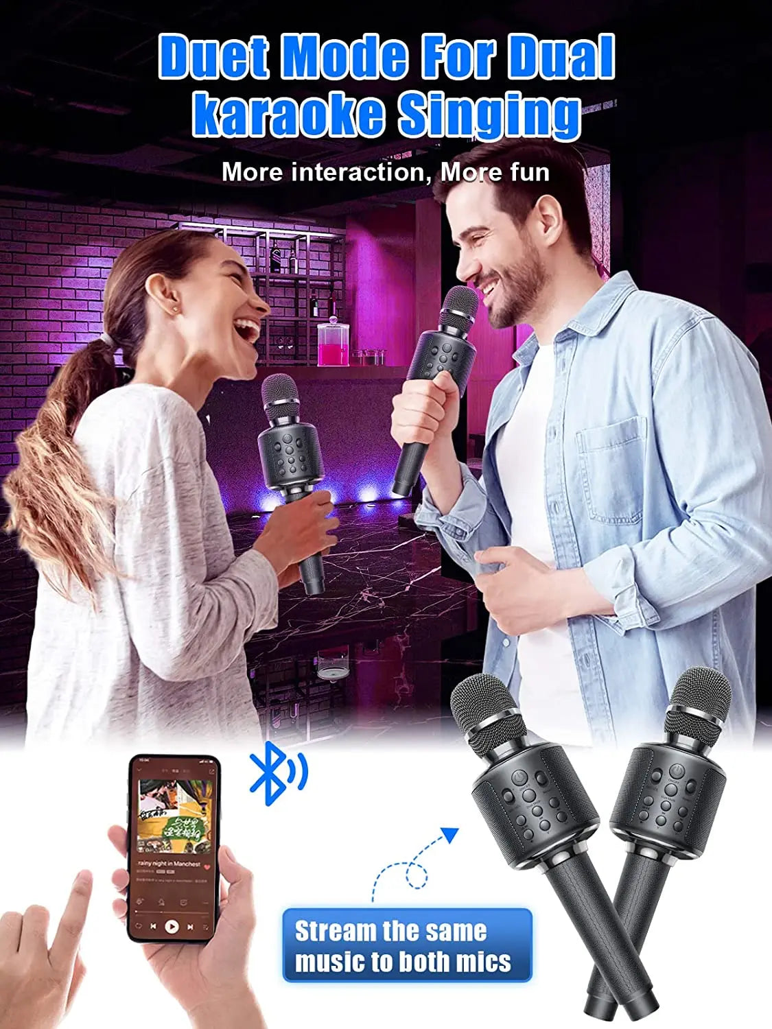 Portable Wireless Bluetooth Microphone for Adults and Children, Recording, Playing,