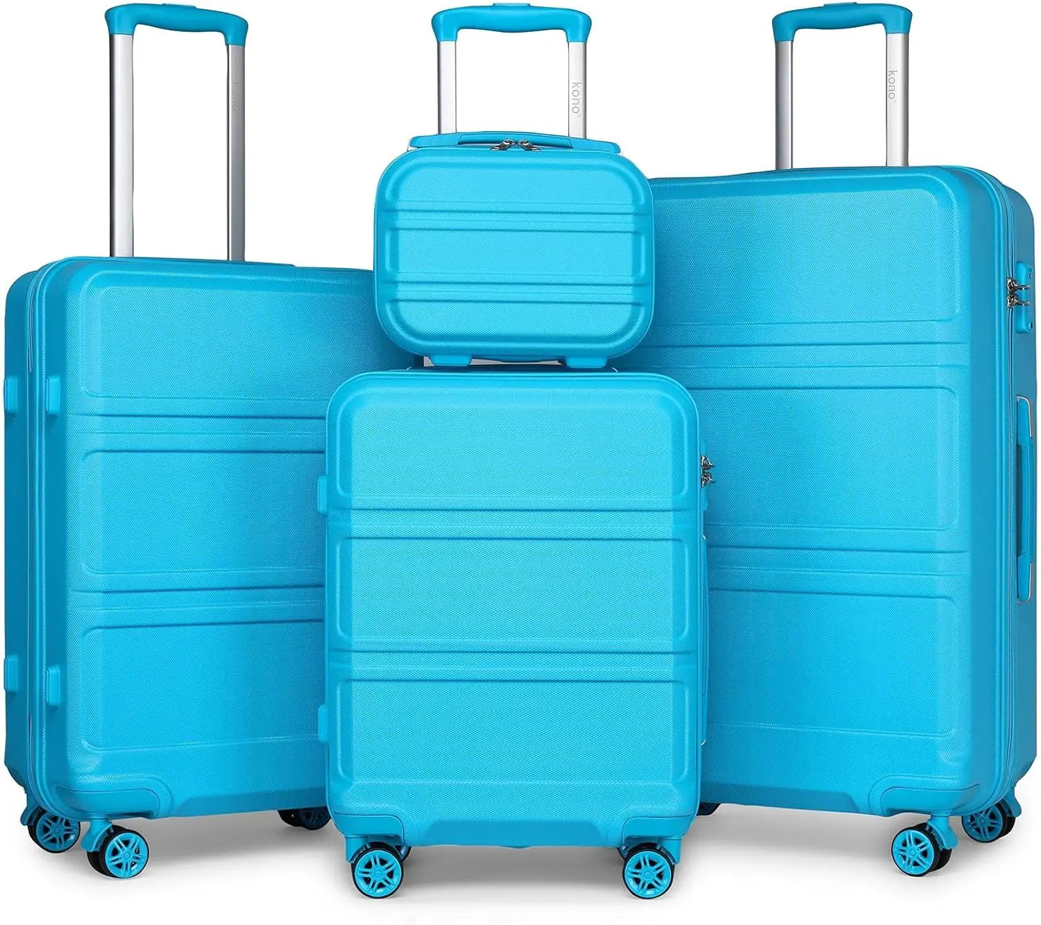 Ensemble de bagages rigides ABS KONO 4 pièces – léger, 8 roues doubles, serrure TSA, valises S-M-L-XL