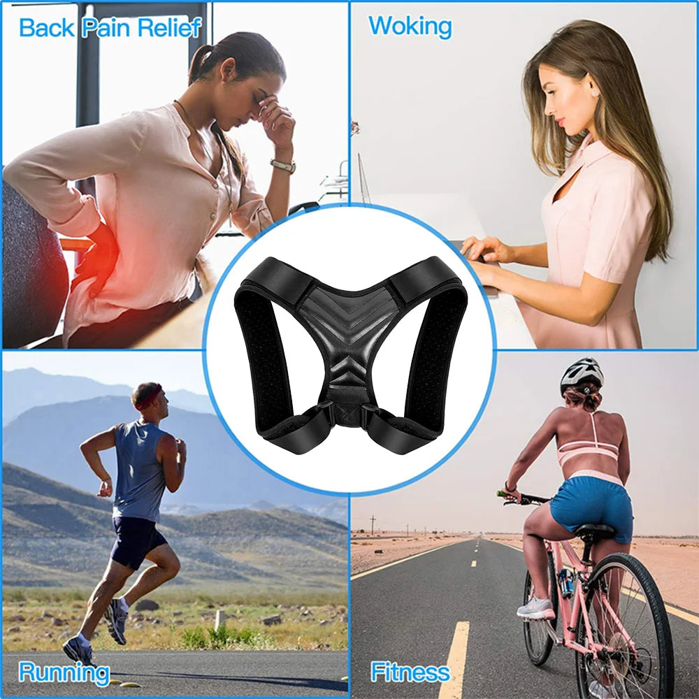 Back Support Belt, Adjustable Upper Back Posture Brace for Men and Women, Spine Support 