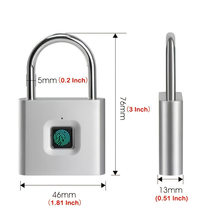 Mini Smart Fingerprint Padlock Keyless USB Rechargeable Battery